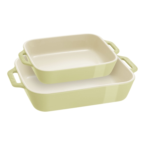 STAUB Ceramique Rectangular Baking Dish Set Macaron Light Green 2 Piece