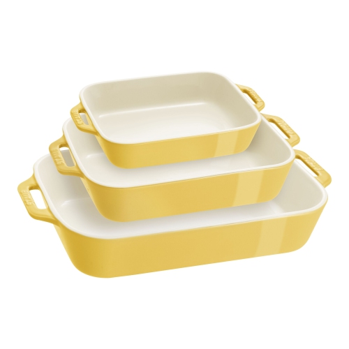 Ensemble de 3 plats de cuisson rectangulaires au citron Ceramique de STAUB