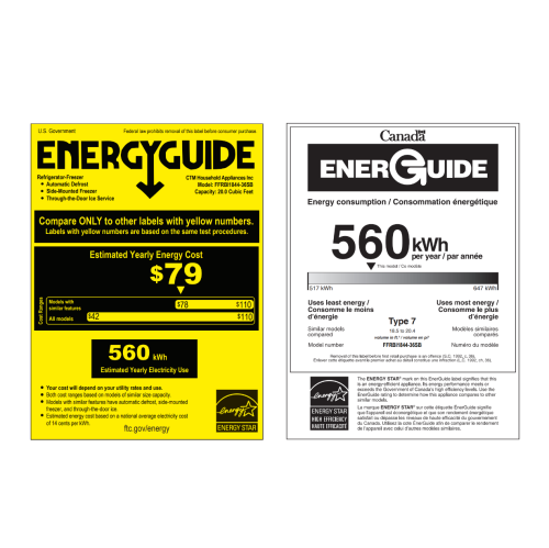 Réfrigérateur côte à côte 20 pi³ 36 po avec distributeur eau/glaçons Espresso Salerno de FORNO - Blanc