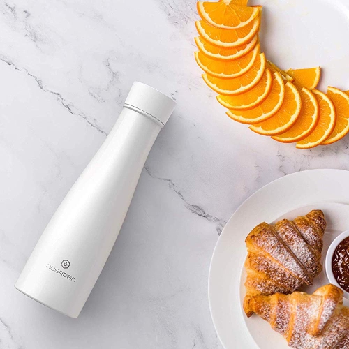 Noerden LIZ Smart Water Bottle 16 oz UV Self-Cleaning Sterilization Vacuum Insulated Stainless Steel, White