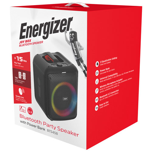 Haut-parleur Bluetooth portatif avec microphone sans fil BTS458 d'Energizer - Noir