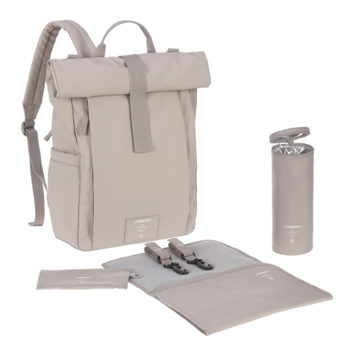 Lassig - étiquette verte - Sac à couches Rolltop Up Backpack - Taupe