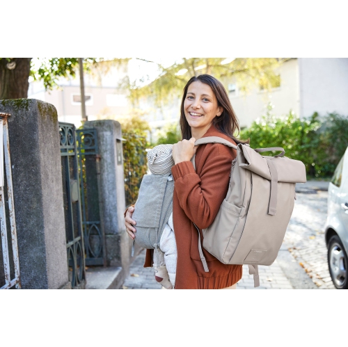 Lassig - étiquette verte - Sac à couches Rolltop Up Backpack - Taupe