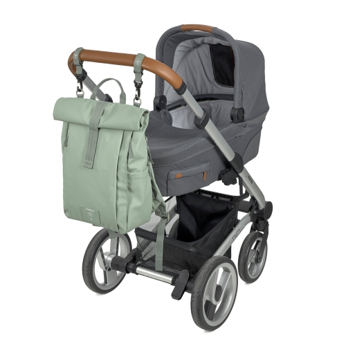 Lassig - étiquette verte - Sac à couches Rolltop Up Backpack - Vert argenté