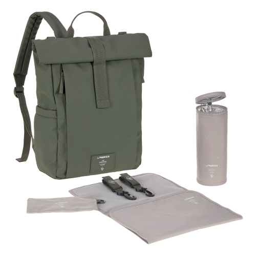 Lassig - étiquette verte - Sac à couches Rolltop Up Backpack - Olive
