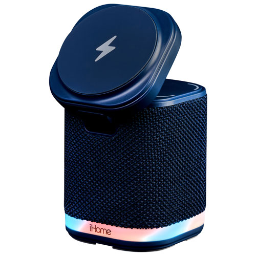 iHome iPBT50 Bluetooth Speaker with Dual Wireless Charging & Mood Light