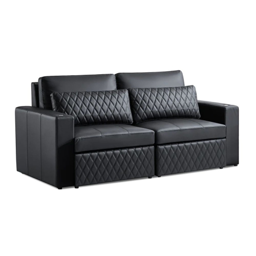 VALENCIA  Pisa Leather Lounge Sectional Sofa Loveseat In Black