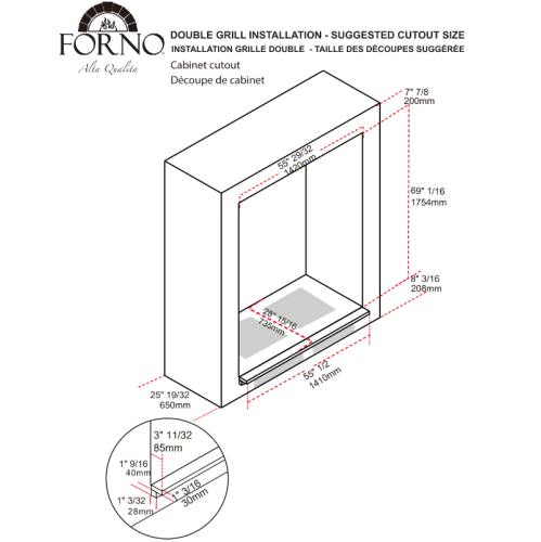 Forno MadPaderno – Réfrigérateur/congélateur convertible de 56 po, 2 pièces, 27,2 pi³