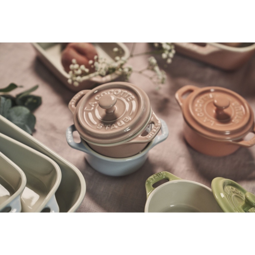 STAUB Ceramique 6 Piece Ceramic Cocotte Set Macaron, Mixed Colours