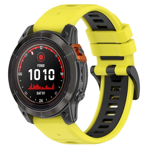 Bracelet de montre sport Colorblock de StrapsCo pour Fenix 7X et 7X Pro de Garmin - Jaune et Noir