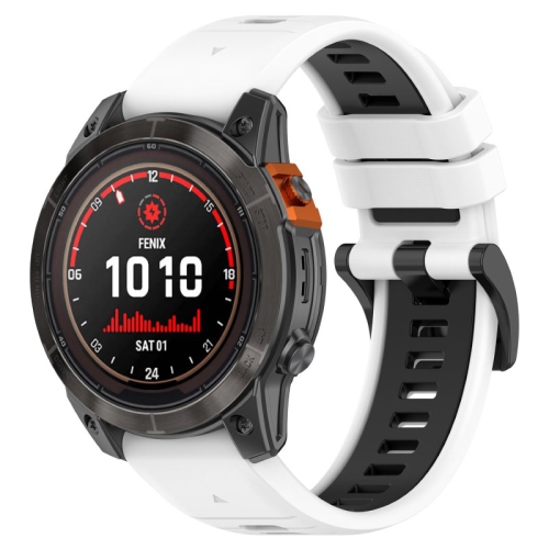 Bracelet de montre sport Colorblock de StrapsCo pour Fenix 7X et 7X Pro de Garmin - Blanc et noir