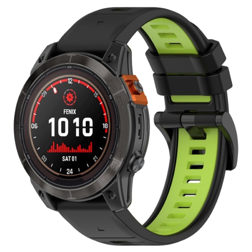 Bracelet de montre sport Colorblock de StrapsCo pour Fenix 7X et 7X Pro de Garmin - Noir et vert