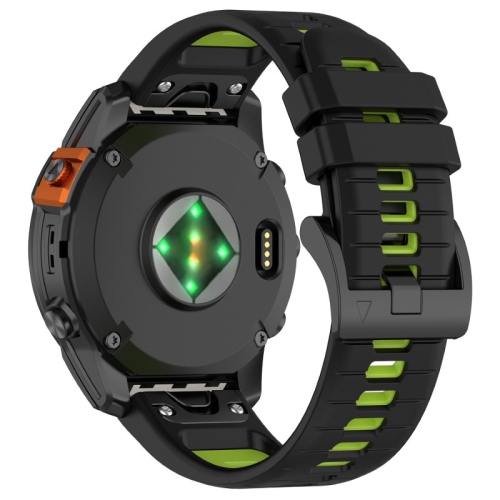 Bracelet de montre sport Colorblock de StrapsCo pour Fenix 7X et 7X Pro de Garmin - Noir et vert