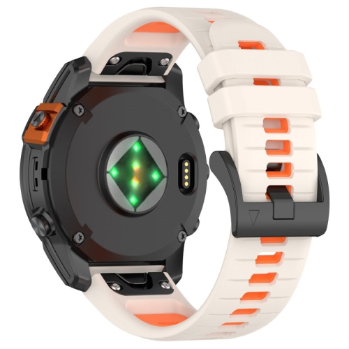 Bracelet de montre sport Colorblock de StrapsCo pour Fenix 7X et 7X Pro de Garmin - Blanc et orange
