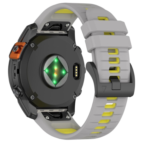Bracelet de montre sport Colorblock de StrapsCo pour Fenix 7X et 7X Pro de Garmin - Gris et jaune