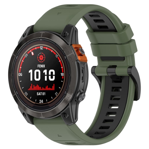 Bracelet de montre sport Colorblock de StrapsCo pour Fenix 7 et 7 Pro de Garmin - Vert et noir