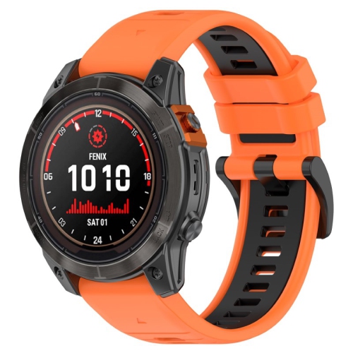 STRAPSCO  Colorblock Active Watch Band Strap for Garmin Fenix 7S & 7S Pro - & Black In Orange