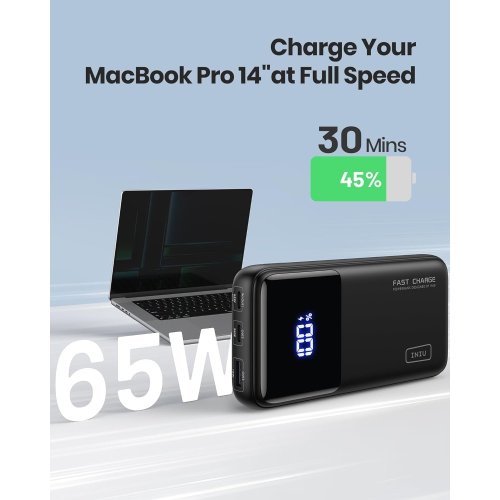 INIU 65W 20000mAh Fast Charging Laptop Portable Charger, USB C in&Out Tablet Powerbank
