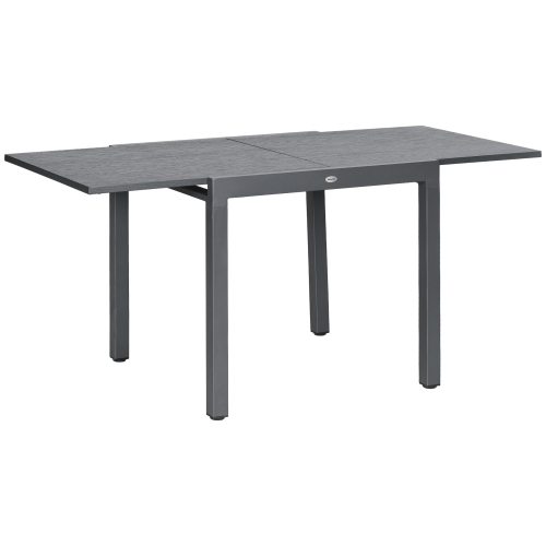 OUTSUNNY  Extendable Outdoor Dining Table for 4-6, 31.5"-63" Rectangle Patio Table \w Aluminium Frame, Steel Tabletop, for Garden, Backyard, Balcony