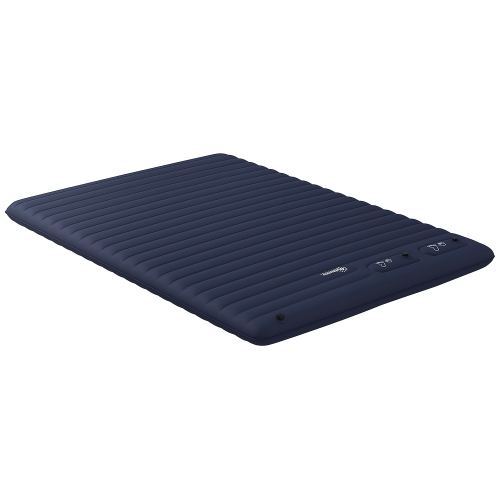 Matelas gonflable Outsunny double avec pompe à pied et sac de transport, matelas gonflable pour invité, camping, voyage, bleu