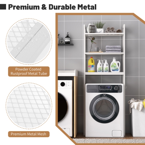 Costway Over-The-Toilet Storage Shelf Space Saving Metal Bathroom Organizer Hooks