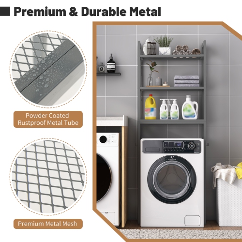 Costway Over-The-Toilet Storage Shelf Space Saving Metal Bathroom Organizer Hooks