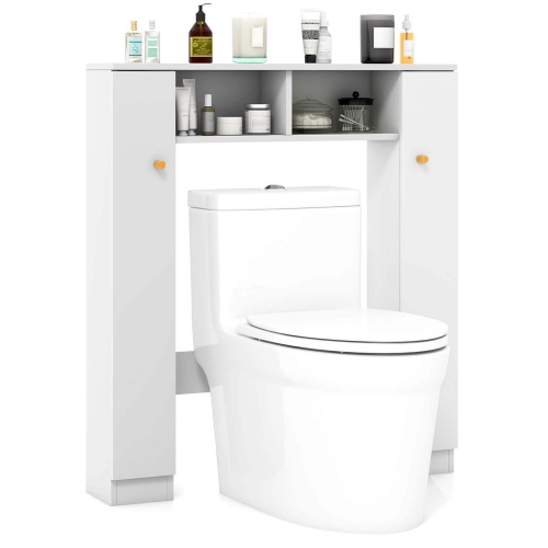 Costway Over The Toilet Storage Cabinet Double Door Bathroom Toilet Storage Organizer