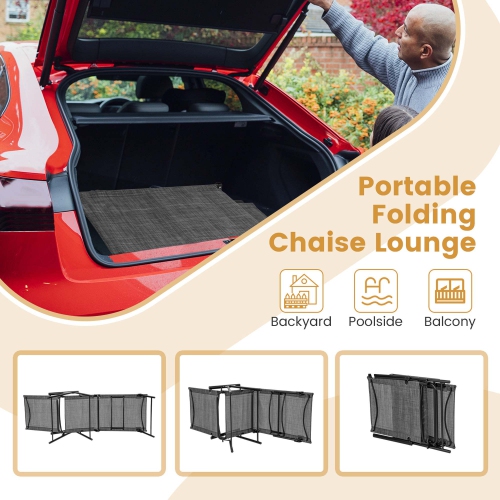 Costway 2 Piece Patio Folding Chaise Lounge Chairs with 6-Level Backrest Reclining Chairs