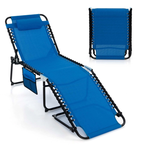 Costway Patio Folding Chaise Lounge Chair Portable Sun Lounger with Adjustable Backrest