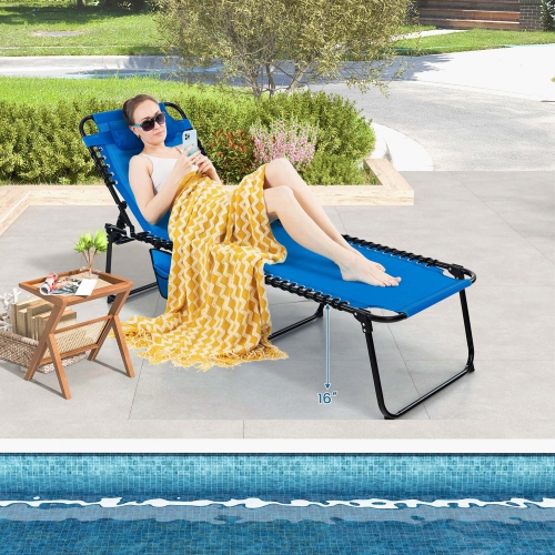Costway Patio Folding Chaise Lounge Chair Portable Sun Lounger with Adjustable Backrest