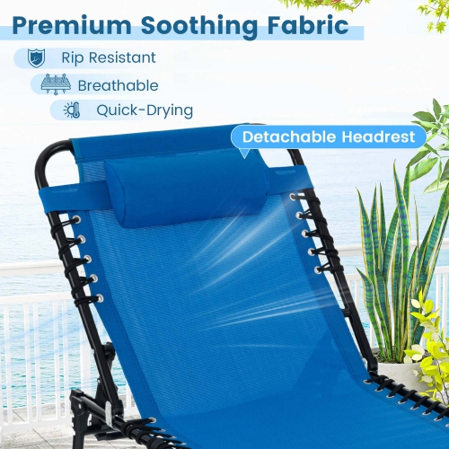 Costway Patio Folding Chaise Lounge Chair Portable Sun Lounger with Adjustable Backrest