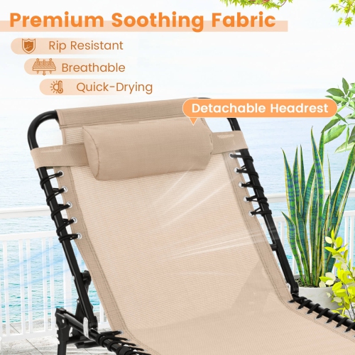 Costway Patio Folding Chaise Lounge Chair Portable Sun Lounger with Adjustable Backrest