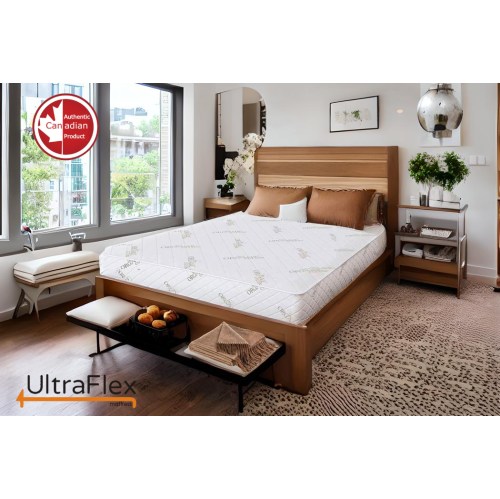 Ultraflex EcoZen - mousse réversible moyennement ferme certifiée CertiPUR-US®, housse en bambou biologique, détente sous pression, gel rafraîchissant