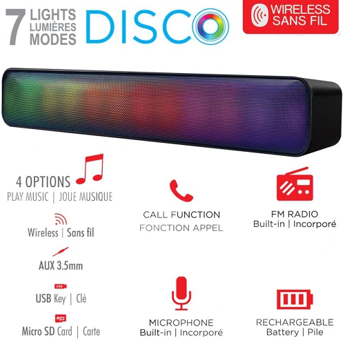 Escape - Rechargeable Bluetooth Speaker with FM Radio and Microphone, Black