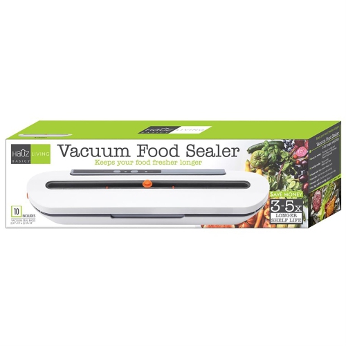 Hauz - Vacuum Bag Sealer, 10 Bags Included, Compact Design, White