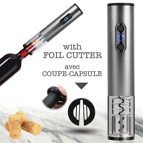 Hauz - ouvre-bouteille électrique à piles avec coupe-capsule, argenté