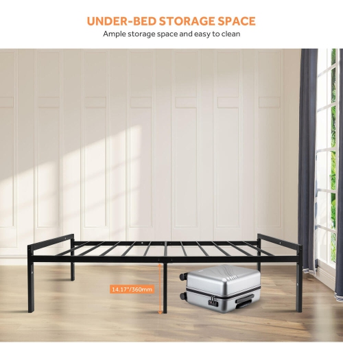 Twin Size Metal Bed Frames, 14 Inch High Heavy Duty Platform Bed Mattress Foundation with High Load Capacity 440Lbs and Steel Slat Support