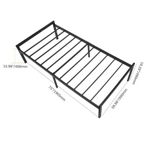 Twin Size Metal Bed Frames, 14 Inch High Heavy Duty Platform Bed Mattress Foundation with High Load Capacity 440Lbs and Steel Slat Support