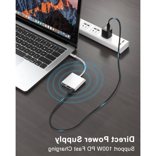 USB C Hub, USB C to HDMI Multiport Adapter and USB 3.0 PD Charging Port, Thunderbolt 3/4 to HDMI, Type-C Digital AV Multiport Adapter forMonitor,