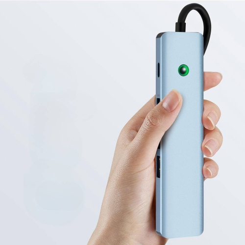 Concentrateur USB 3,0 C, adaptateur multiport 6-en-1 à HDMI 4K avec sortie 87&nbsp;W PD, recharge et transfert de données rapides, station d'accueil