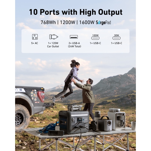 Anker SOLIX C800X Portable Power Station with 100W Solar Panel(768Wh|1200W)