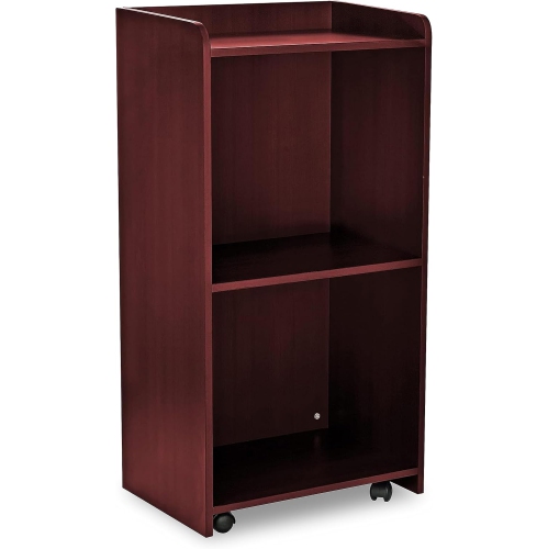 AdirOffice Wood Hostess Stand with Wheels, Mahogany