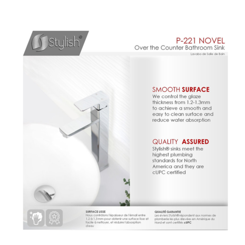 Boîte ouverte - ÉLÉGANT vasque ovale blanc 15-3/4 poL