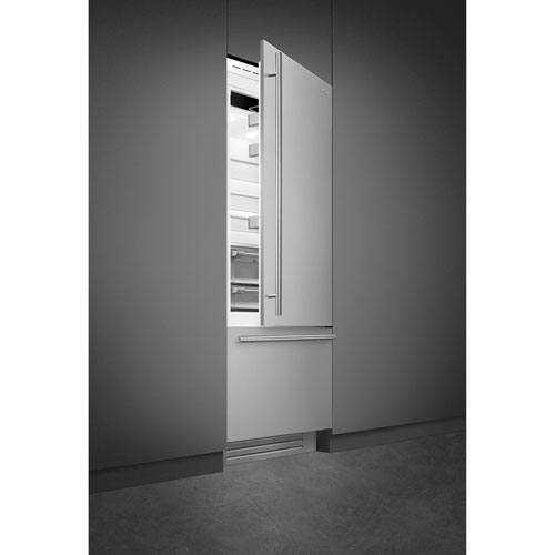 Smeg 30" 15 Cu. Ft. Built-in Bottom Freezer Refrigerator with Ice Dispenser - Stainless Steel