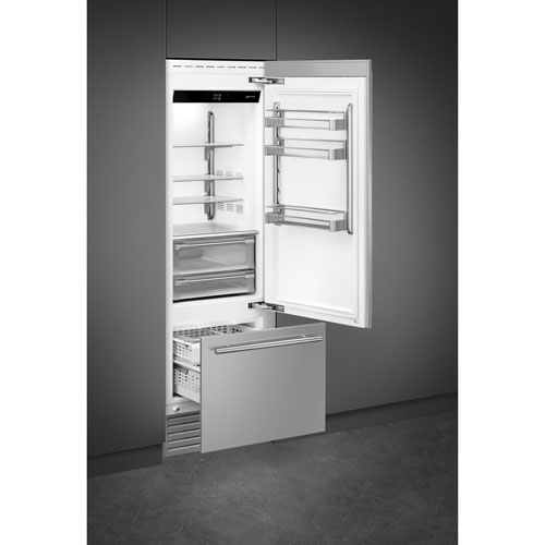 Smeg 30" 15 Cu. Ft. Built-in Bottom Freezer Refrigerator with Ice Dispenser - Panel Ready