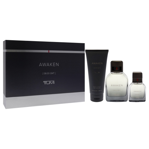 Réveillez-vous par TUMI pour hommes - Ensemble-cadeau 3,4&nbsp;oz en vaporisateur, vaporisateur 1&nbsp;oz EDP, nettoyant pour le corps 6,7&nbsp;oz 3