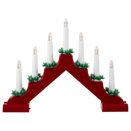 LED Lighted Christmas Candelabra Bridge - 13" - Red