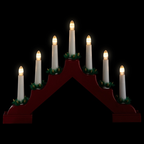 LED Lighted Christmas Candelabra Bridge - 13" - Red