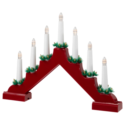 LED Lighted Christmas Candelabra Bridge - 13" - Red