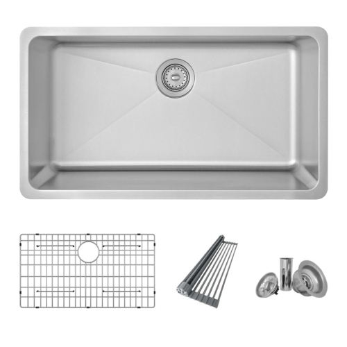 AZUNI Dual Mount 32" Single-Bowl Stainless Steel Kitchen Sink C132